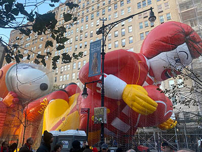 A Ronald McDonald balloon in the Macy's Thanksgiving Day parade
